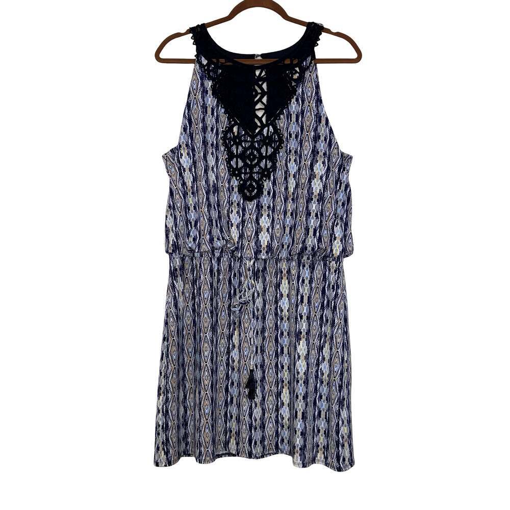 NWOT White House Black Market Size L Sleeveless Crochet Neckline Dress